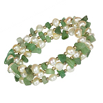 Perlenarmband Perlenarmkette Süßwasserperlen Armreif weiß grün